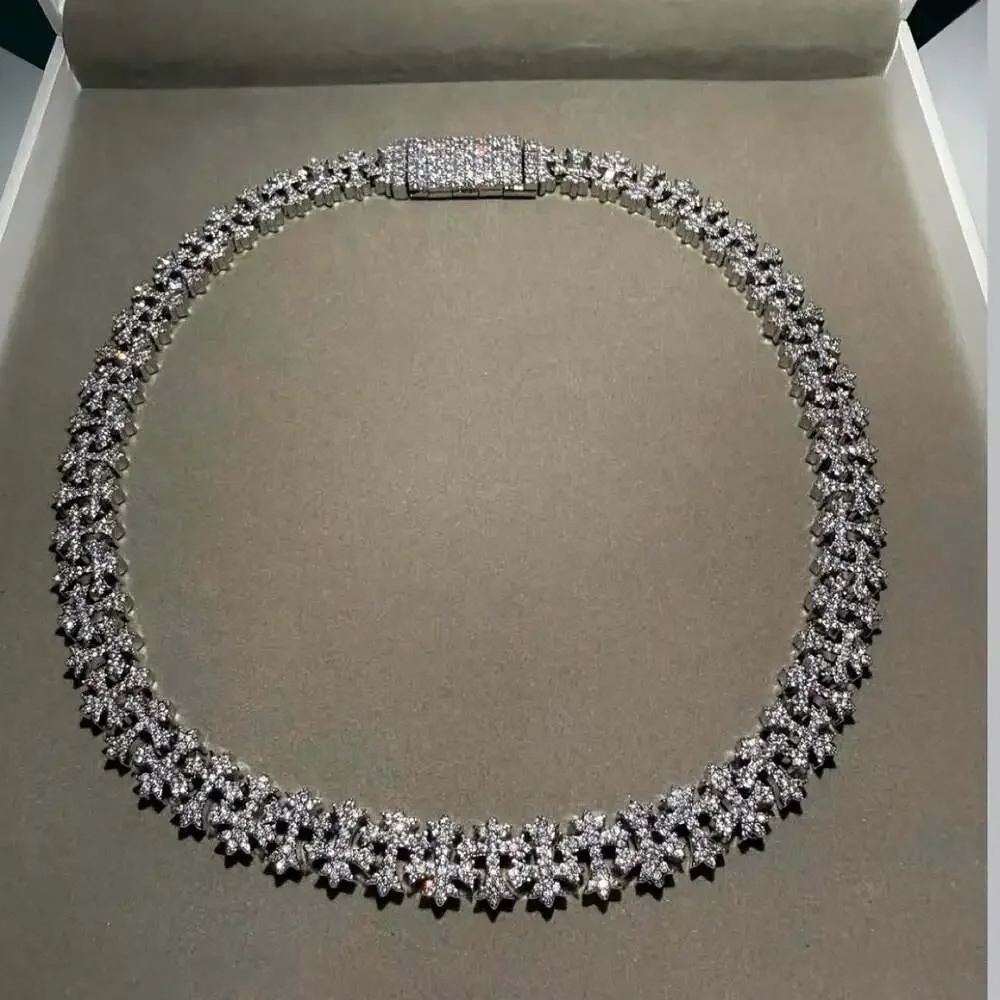 Silver Cross Cuban Link Necklace 3076
